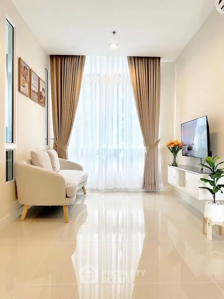 Bright and modern living room with elegant decor and natural light