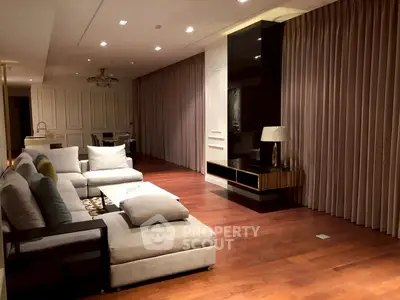 Luxurious living room with elegant decor and spacious seating area