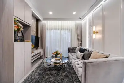 Luxurious modern living room with elegant decor and plush seating