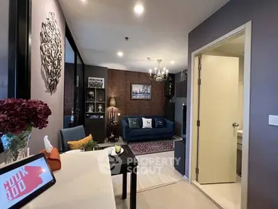 Stylish modern living room with elegant decor and cozy ambiance, perfect for urban living.