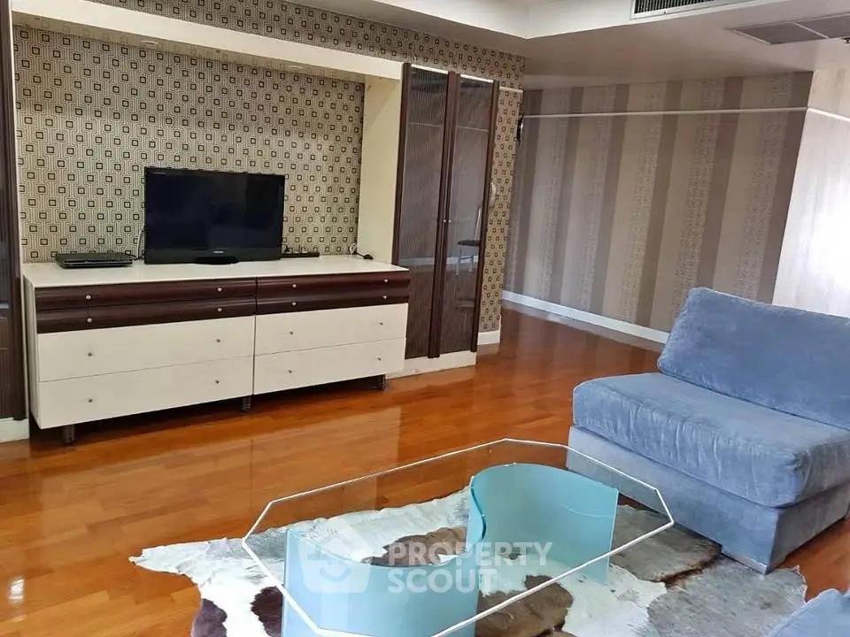 Stylish living room with modern decor and hardwood floors