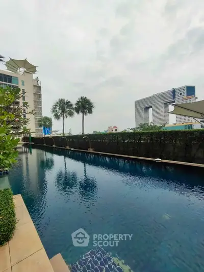 Luxurious rooftop pool with stunning cityscape views, perfect for relaxation and leisure in a modern urban setting.