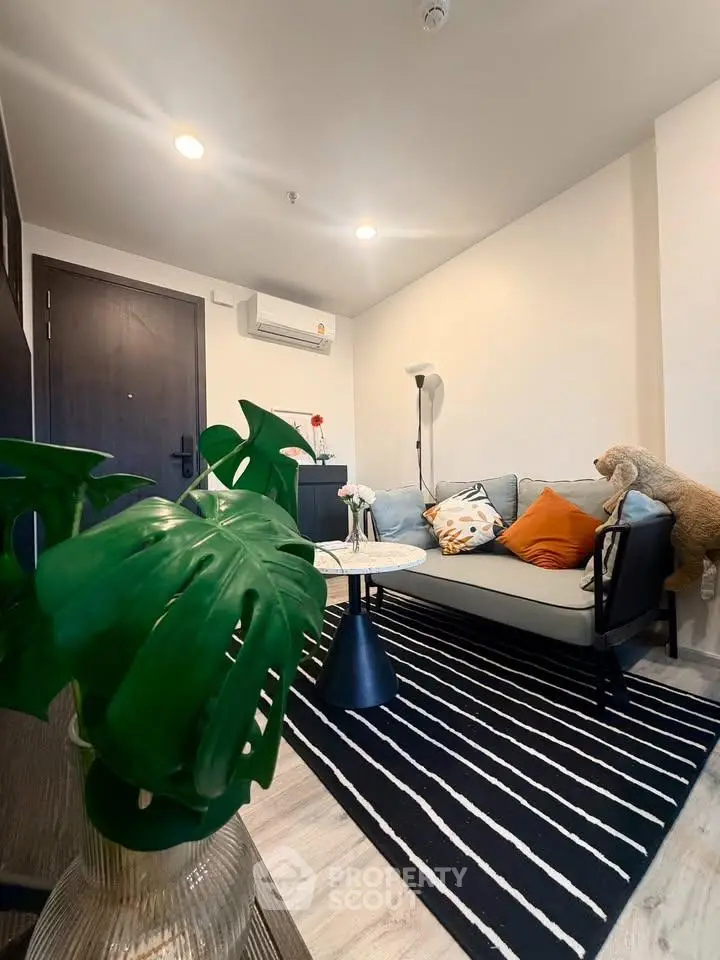 Stylish modern living room with cozy sofa and chic decor