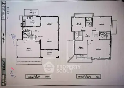 Detailed architectural floor plan showcasing a two-story residential layout with precise measurements.