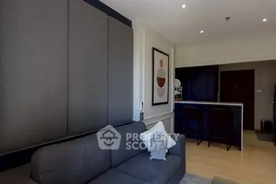 Modern living room with stylish decor and cozy seating area