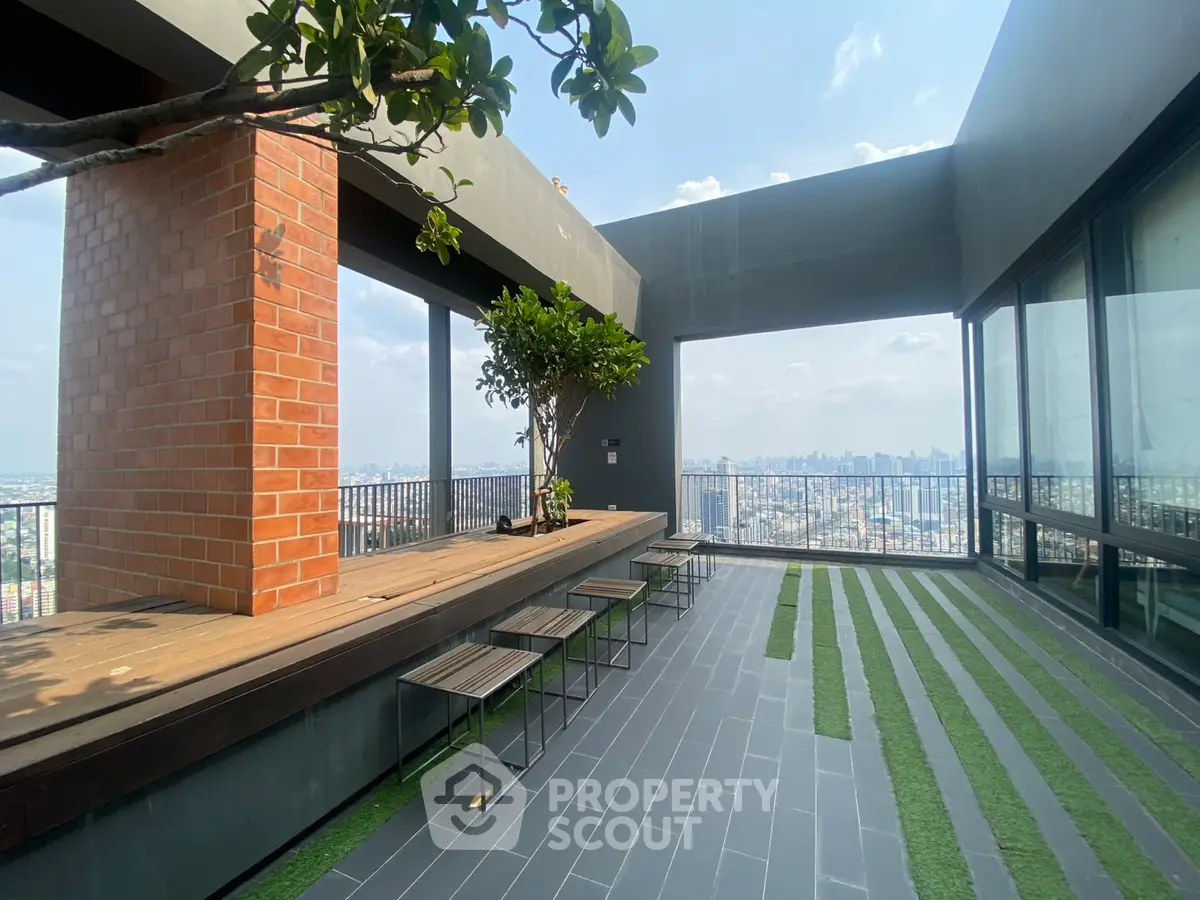 Stunning rooftop terrace with panoramic city views and modern design elements.