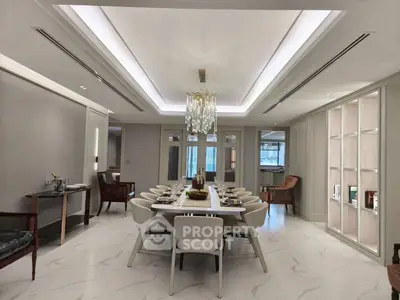 Luxurious dining room with elegant chandelier and modern decor
