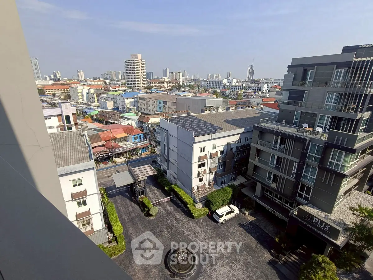 Stunning cityscape view from a high-rise building showcasing urban living with modern architecture.