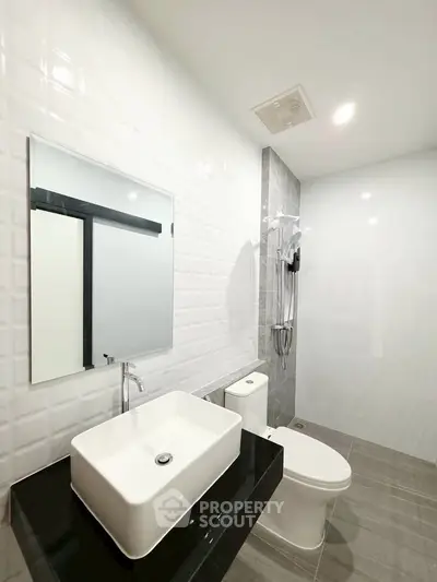 Modern bathroom with sleek fixtures and minimalist design