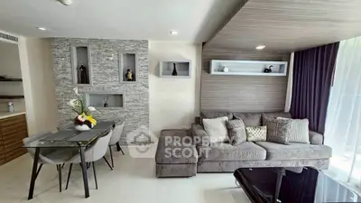 Modern living room with stylish decor and cozy seating area