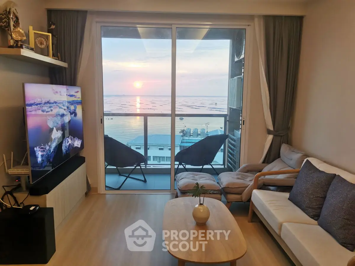 Stunning living room with ocean view and modern decor