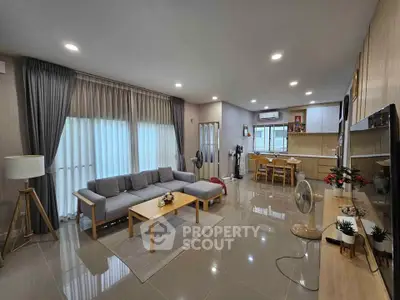 Spacious modern living room with open layout and elegant decor