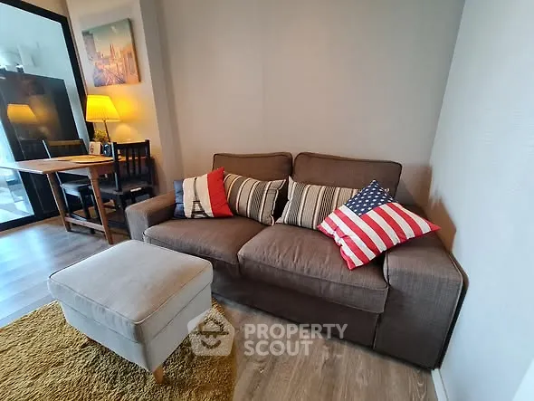 Cozy living room with stylish sofa and modern decor