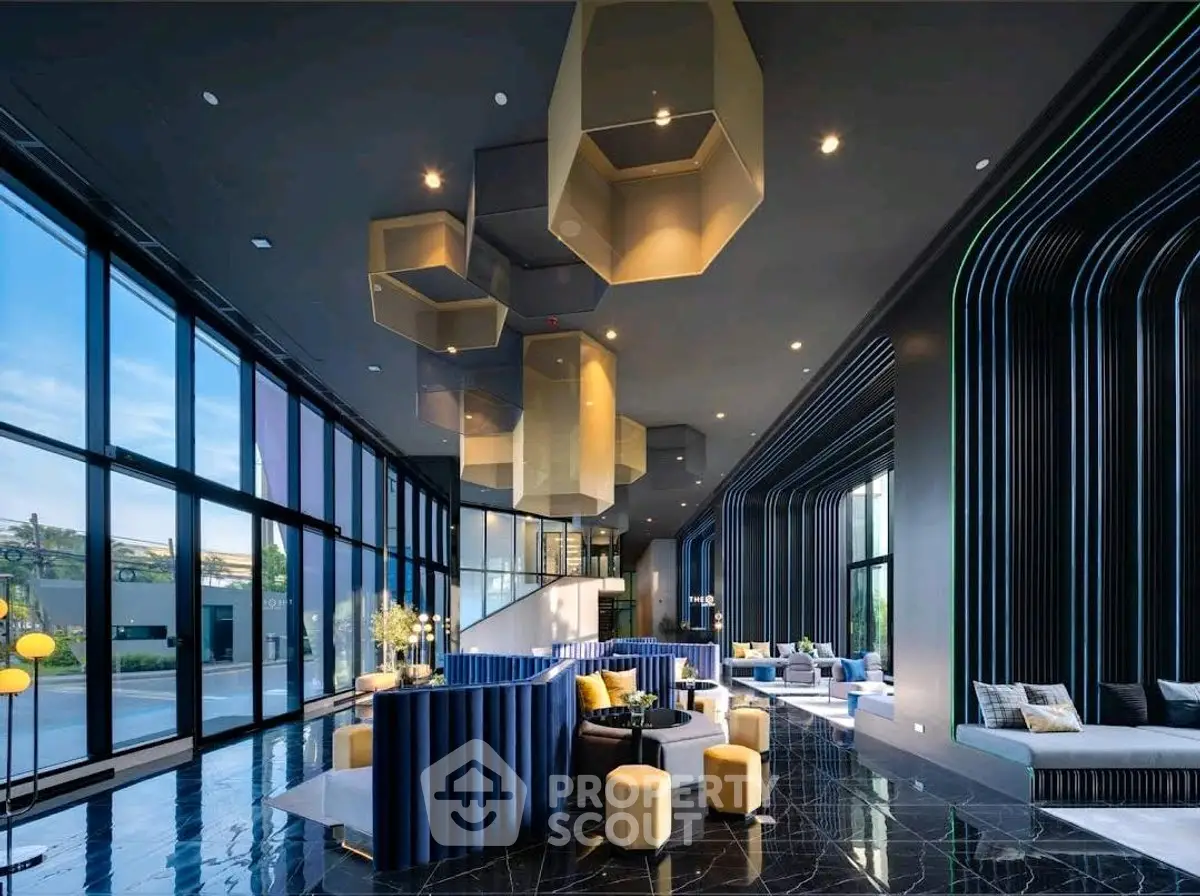 Luxurious modern living room with high ceilings and stylish decor