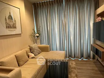 Elegant living room with cozy beige sofa and stylish decor