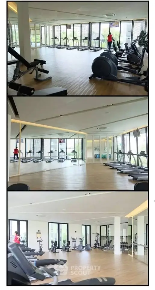 Spacious and modern gym with large windows and state-of-the-art fitness equipment.