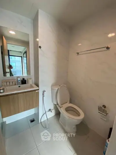 Modern bathroom with sleek fixtures and natural light