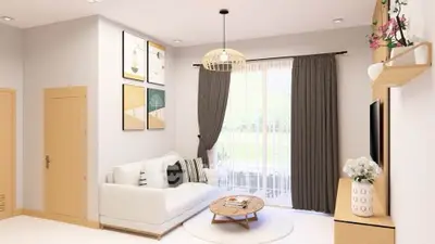 Stylish modern living room with elegant decor and natural light