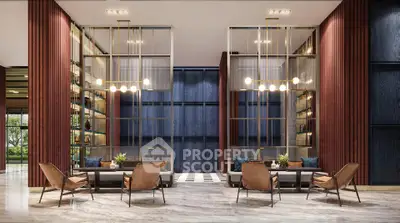 Luxurious modern living room with high ceilings and elegant decor