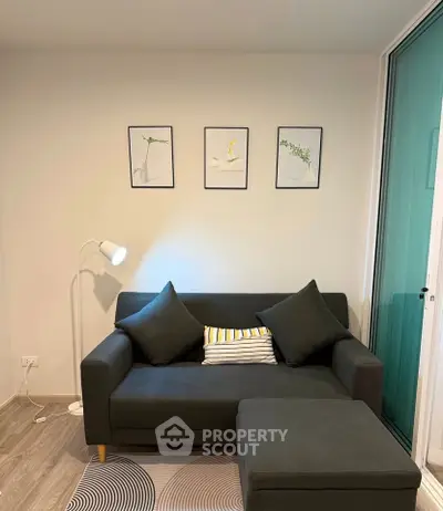 Cozy living room with modern sofa and stylish decor