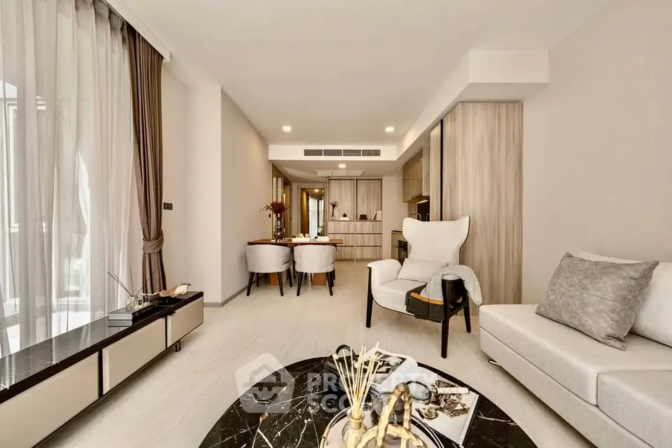 Spacious modern living room with elegant decor and open layout