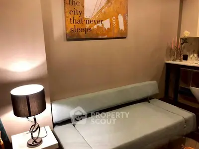 Cozy living room with stylish sofa and modern decor