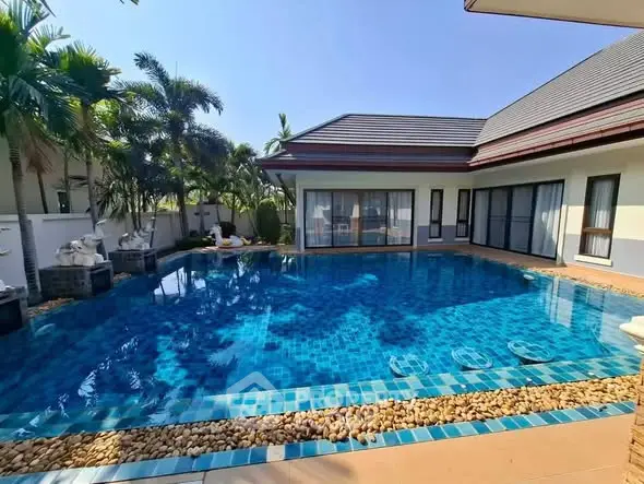Luxurious villa with private pool and modern design in tropical setting