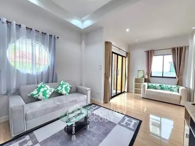 Modern living room with stylish decor and natural light