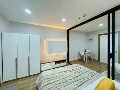 Modern bedroom with stylish decor and cozy ambiance