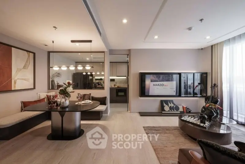 Luxurious modern living room with elegant decor and open layout