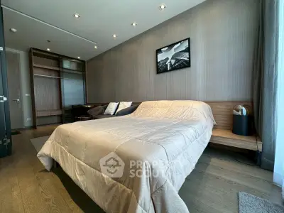 Modern bedroom with stylish decor and cozy ambiance