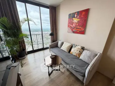 Stylish living room with panoramic city view and modern decor