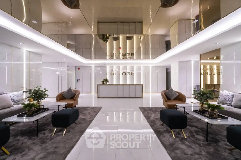 Luxurious modern lobby with sleek design and elegant furnishings