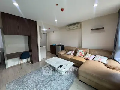 Modern living room with cozy sectional sofa and stylish decor