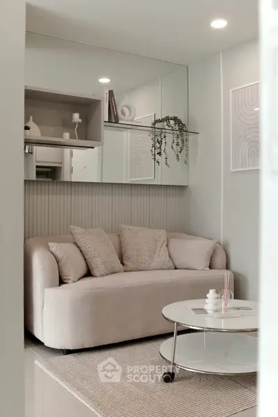 Stylish modern living room with cozy sofa and elegant decor