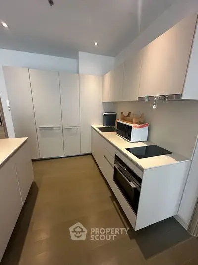 Modern kitchen with sleek cabinets and built-in appliances