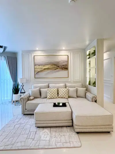 Luxurious living room with elegant sectional sofa and modern decor