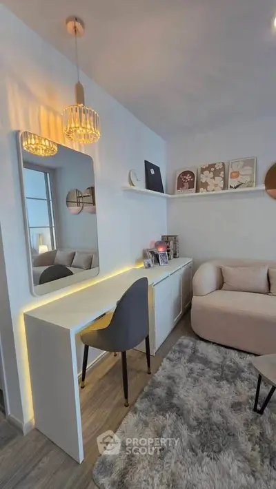 Chic modern living room with stylish decor, cozy seating, and elegant lighting, perfect for relaxation and entertaining.