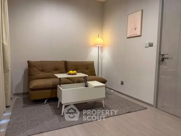 Cozy living room with modern sofa and stylish decor