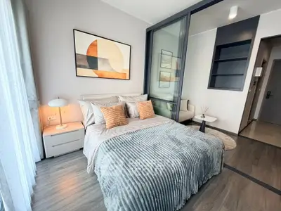 Modern bedroom with stylish decor and cozy ambiance