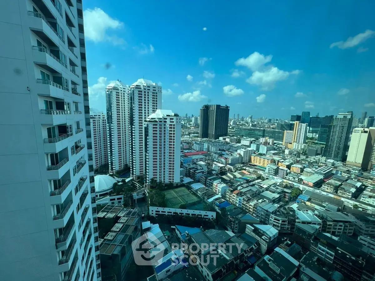 Stunning urban cityscape view from high-rise building window