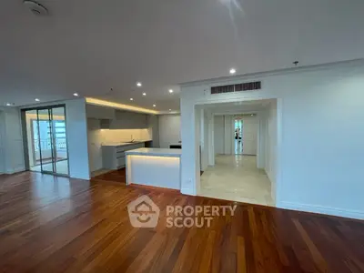 Spacious modern apartment with open layout and hardwood floors