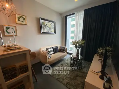 Chic living room with modern decor and large window view