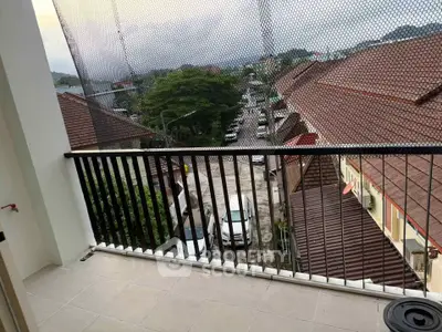 Charming balcony with scenic neighborhood view, perfect for relaxation and enjoying the outdoors.