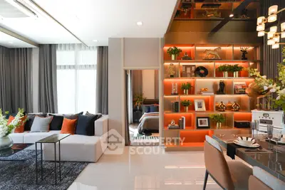 Luxurious modern living room with elegant decor and open layout