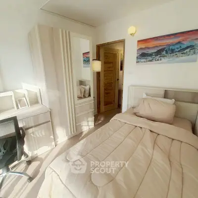 Cozy bedroom with modern furniture and natural light