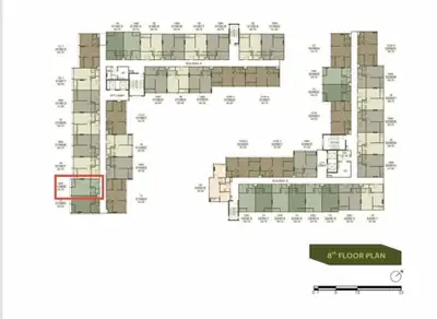 Detailed 8th floor plan layout with unit distribution and orientation.