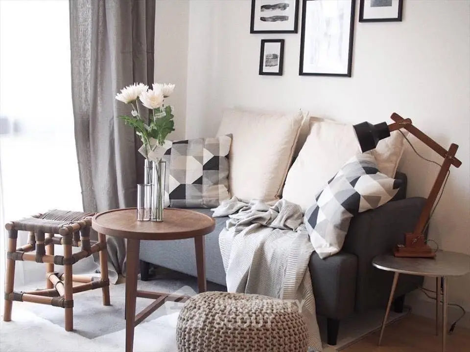 Cozy living room with stylish decor and natural light