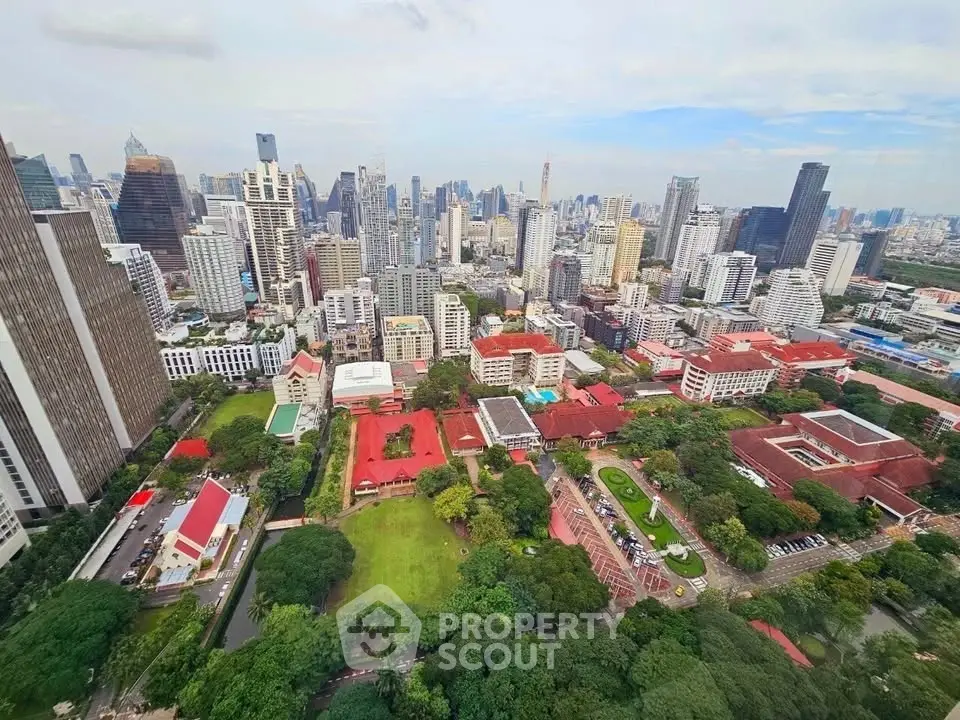 Stunning cityscape view showcasing vibrant urban skyline and lush green spaces.