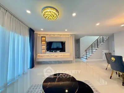 Luxurious modern living room with elegant decor and stylish lighting